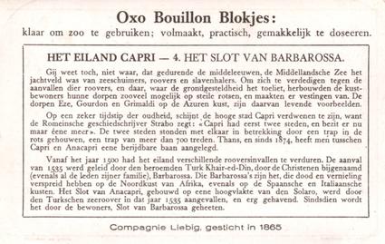 1934 Liebig Capri (Dutch Text) (F1283, S1287) #4 Het Slot van Barbarossa Back
