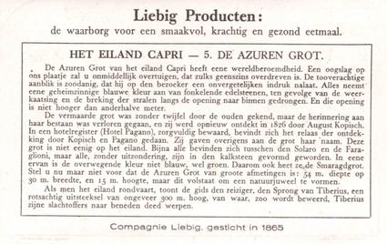 1934 Liebig Capri (Dutch Text) (F1283, S1287) #5 De Azuren Grot Back