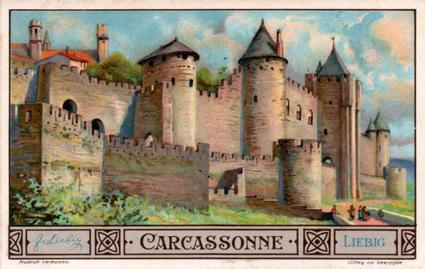 1935 Liebig Moderne steden die hun oud uitzicht bewaard hebben (Historical Aspects of Modern Cities) (Dutch Text) (F1309, S1311) #1 Carcassonne (Frankrijk) Front