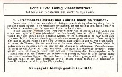 1934 Liebig Legend of Prometheus (Dutch Text)  (F1300, S1299) #1 Prometheus strijdt met Jupiter tegen de Titanen Back
