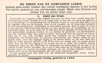 1936 Liebig Beroemde Abdijen van Belgie (Famous Abbeys of Belgium) (Dutch Text) (F1321, S1325) #2 Abdij van Orval Back