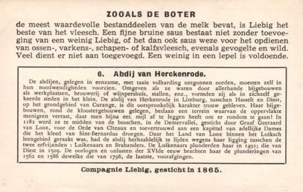 1936 Liebig Beroemde Abdijen van Belgie (Famous Abbeys of Belgium) (Dutch Text) (F1321, S1325) #6 Abdij van Herckenrode Back