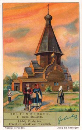 1937 Liebig Houten Kerken (Wooden Churches) (Dutch Text) (F1348, S1331) #1 Oena (Rusland) Front