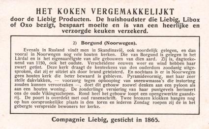 1937 Liebig Houten Kerken (Wooden Churches) (Dutch Text) (F1348, S1331) #2 Borgund (Noorwegen) Back