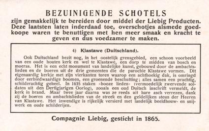 1937 Liebig Houten Kerken (Wooden Churches) (Dutch Text) (F1348, S1331) #4 Klastawe (Duitschland) Back