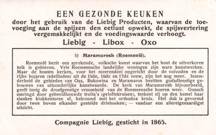 1937 Liebig Houten Kerken (Wooden Churches) (Dutch Text) (F1348, S1331) #5 Maramuresh (Roemenie) Back