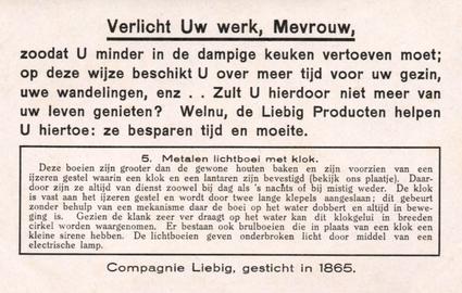 1936 Liebig De bakening te water (River and Maritime Signals) (Dutch Text) (F1338, S1343) #5 Metalen lichtboel met klok Back
