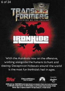 2009 Topps Transformers Revenge of the Fallen Dog Tags Cards #6 Ironhide Back