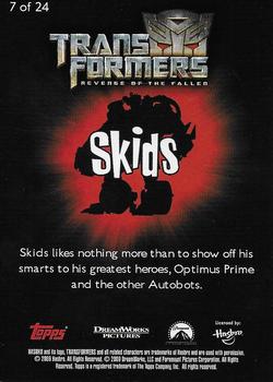 2009 Topps Transformers Revenge of the Fallen Dog Tags Cards #7 Skids Back