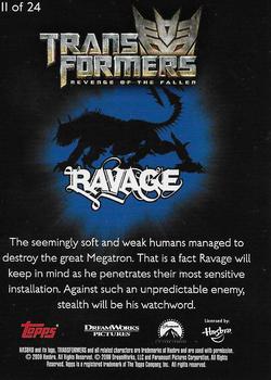 2009 Topps Transformers Revenge of the Fallen Dog Tags Cards #11 Ravage Back