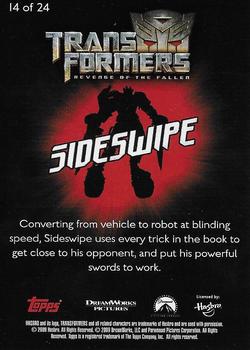 2009 Topps Transformers Revenge of the Fallen Dog Tags Cards #14 Sideswipe Back