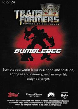2009 Topps Transformers Revenge of the Fallen Dog Tags Cards #16 Bumblebee Back