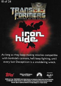 2009 Topps Transformers Revenge of the Fallen Dog Tags Cards #18 Ironhide Back