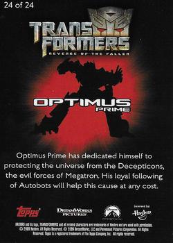 2009 Topps Transformers Revenge of the Fallen Dog Tags Cards #24 Optimus Prime Back