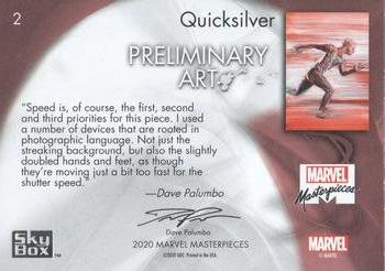 2020 SkyBox Marvel Masterpieces - Preliminary Art #2 Quicksilver Back