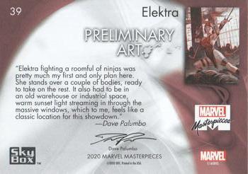 2020 SkyBox Marvel Masterpieces - Preliminary Art #39 Elektra Back