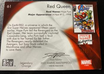 2020 SkyBox Marvel Masterpieces - Legendary Orange #61 Red Queen Back