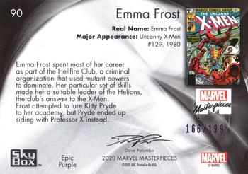 2020 SkyBox Marvel Masterpieces - Epic Purple #90 Emma Frost Back