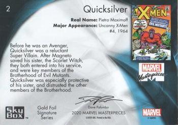 2020 SkyBox Marvel Masterpieces - Gold Foil #2 Quicksilver Back