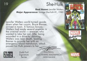 2020 SkyBox Marvel Masterpieces - Gold Foil #19 She-Hulk Back