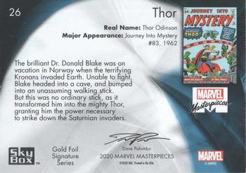 2020 SkyBox Marvel Masterpieces - Gold Foil #26 Thor Back