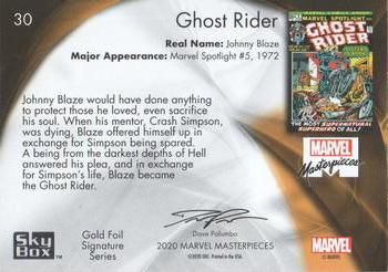 2020 SkyBox Marvel Masterpieces - Gold Foil #30 Ghost Rider Back