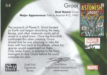 2020 SkyBox Marvel Masterpieces - Gold Foil #64 Groot Back
