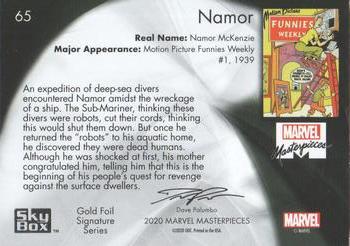 2020 SkyBox Marvel Masterpieces - Gold Foil #65 Namor Back