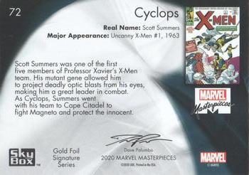 2020 SkyBox Marvel Masterpieces - Gold Foil #72 Cyclops Back
