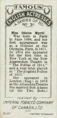 1923 Imperial Tobacco Famous English Actresses #31 Odette Myrtil Back