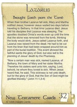 1998 Insight New Testament Cards #32 Lazarus Back