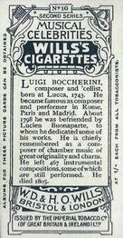 1914 Wills's Musical Celebrities #10 Luigi Boccherini Back