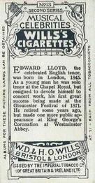 1914 Wills's Musical Celebrities #13 Edward Lloyd Back