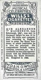 1914 Wills's Musical Celebrities #14 Sir Alexander Mackenzie Back