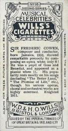 1914 Wills's Musical Celebrities #18 Sir Frederic Cowen Back