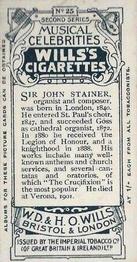1914 Wills's Musical Celebrities #25 Sir John Stainer Back
