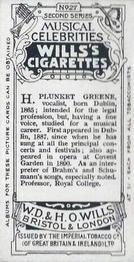 1914 Wills's Musical Celebrities #27 Harry Plunket Greene Back
