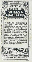 1914 Wills's Musical Celebrities #32 Leonard Borwick Back