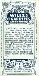 1914 Wills's Musical Celebrities #34 Leopold Godowsky Back