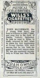1914 Wills's Musical Celebrities #48 John McCormack Back