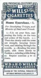 1914 Wills's Physical Culture #1 Home Exercises - 1 Back
