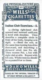 1914 Wills's Physical Culture #30 Indian Club Exercises - 5 Back