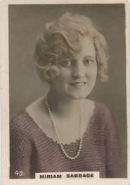 1925 Player's Beauties #49 Miriam Sabbage Front
