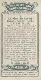 1926 Player's Straight Line Caricatures #2 Robert Baden-Powell Back
