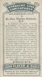 1926 Player's Straight Line Caricatures #3 Stanley Baldwin Back