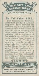 1926 Player's Straight Line Caricatures #9 Sir Hall Caine Back