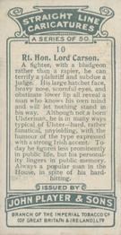 1926 Player's Straight Line Caricatures #10 Rt. Hon. Lord Carson Back