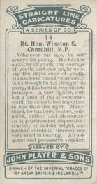 1926 Player's Straight Line Caricatures #14 Rt Hon Winston S Churchill Back
