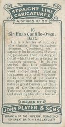 1926 Player's Straight Line Caricatures #16 Hugo Cunliffe-Owen Back