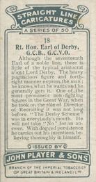 1926 Player's Straight Line Caricatures #18 Earl of Derby Back
